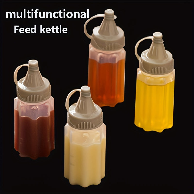 4 Squeeze Bottles with Caps Leak Proof Refillable Condiment Containers