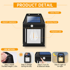 LED Solar Wall Lights Outdoor Motion Sensor Courtyard Garden Decoration