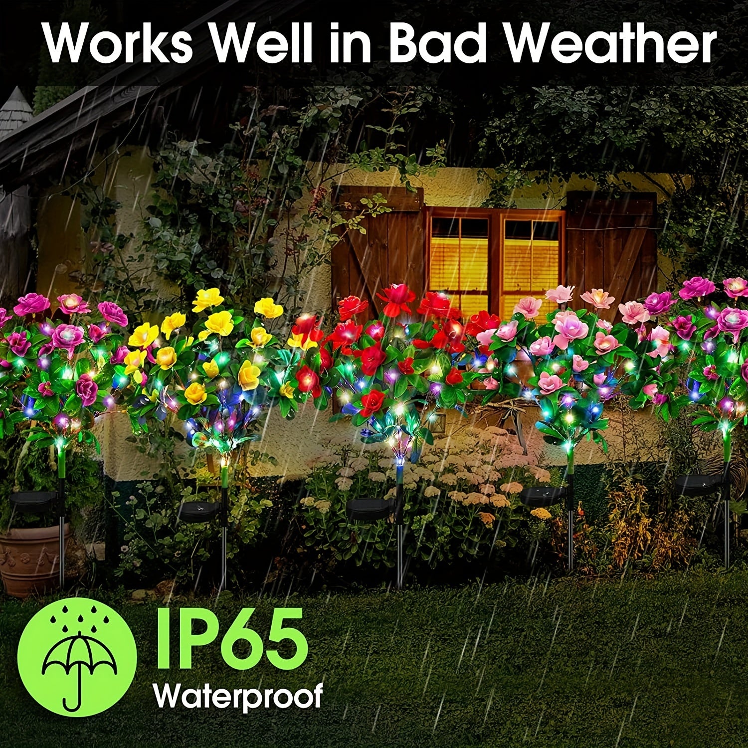 Solar Garden Lights with 42 LED Warm Light for Outdoor Decor