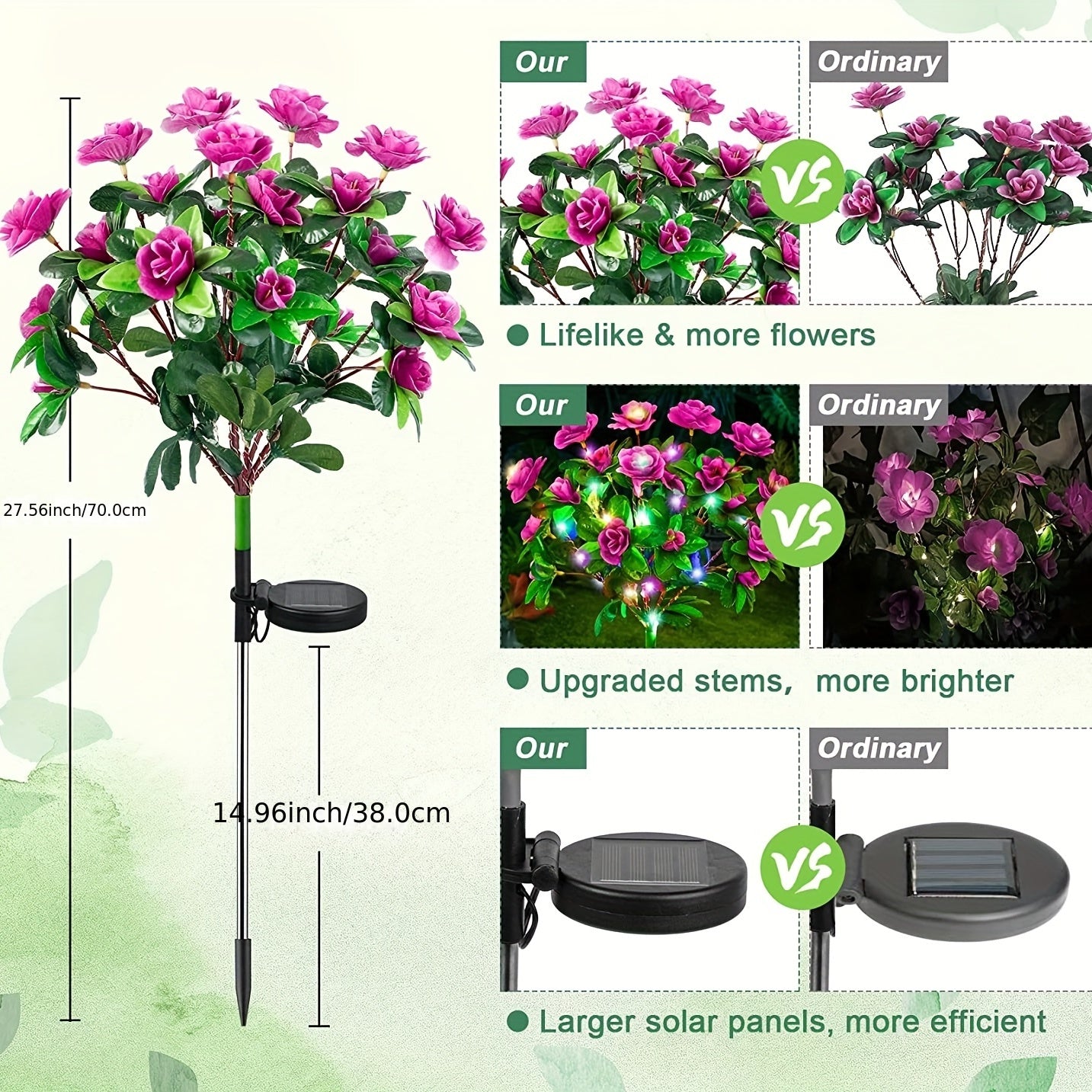 Solar Garden Lights with 42 LED Warm Light for Outdoor Decor