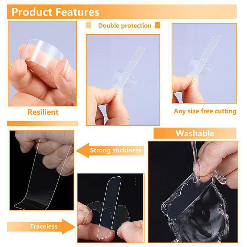 60pcs Double Sided Tape Transparent Waterproof Adhesive