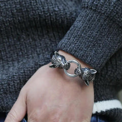 Viking Wolf Head Leather Bracelet Hip Hop Vintage Jewelry