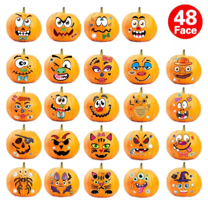 Halloween Pumpkin Face Stickers Trick Or Treat Party