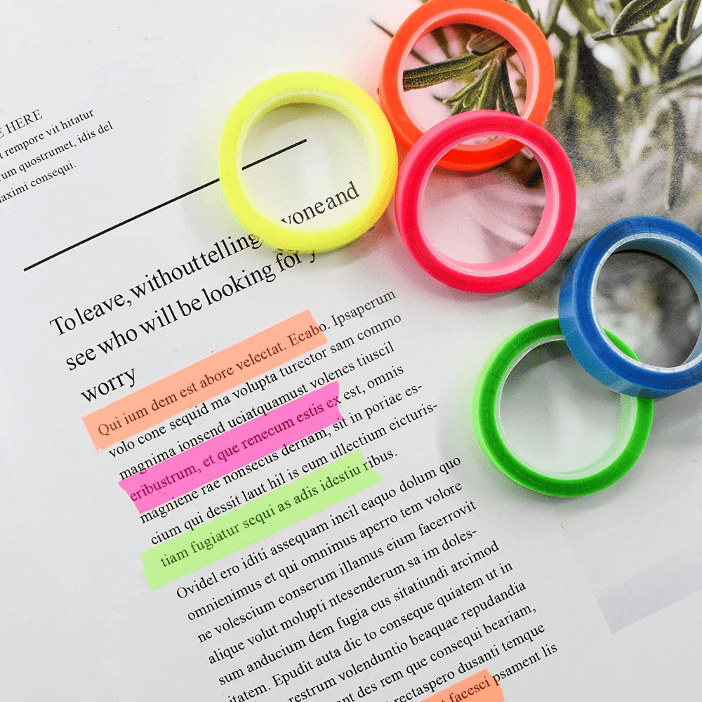 5 Roll 5 Colors Stickers Transparent Fluorescent Index Tabs Flags Sticky Note