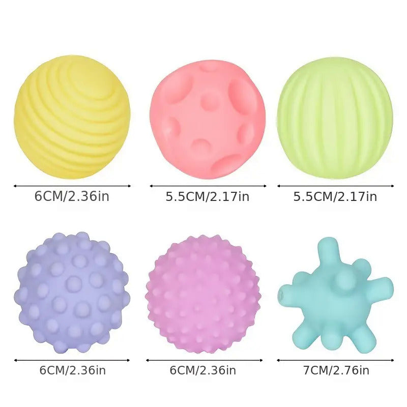 6pcs Textured Ball Set Develop Baby's Tactile Senses Toy
