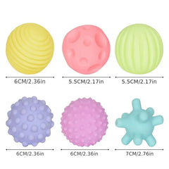 6pcs Textured Ball Set Develop Baby's Tactile Senses Toy