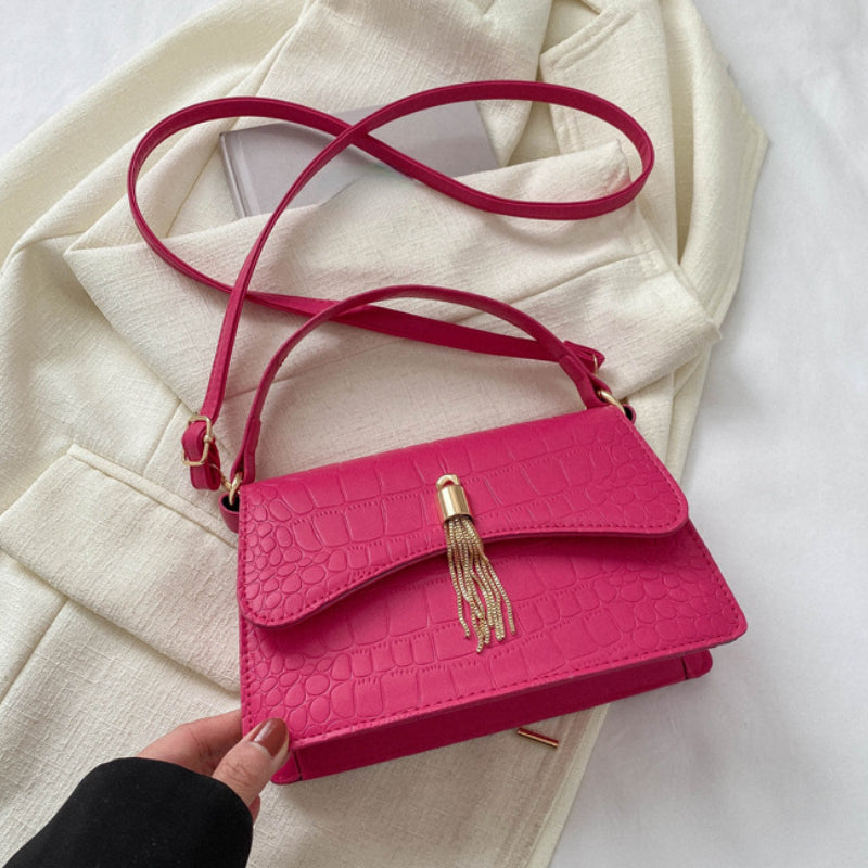 Crocodile Pattern Shoulder Bag Retro PU Crossbody Bag Women's Casual Handbag