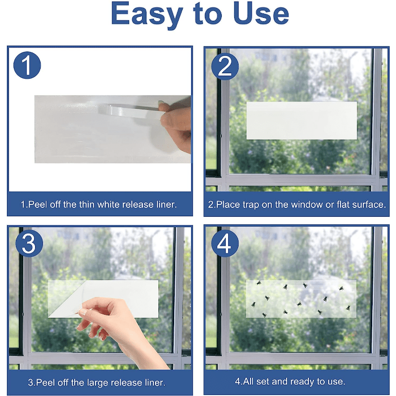 20pcs Clear Window Fly Traps Sticky Indoor House Fly Trap Catcher Paper