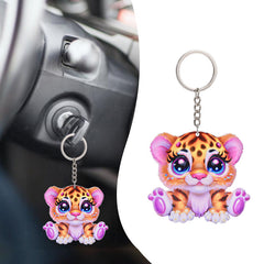 Tiger Acrylic Car Mini Keychain Pendant Christmas Tree Decoration Ornament
