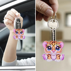 Tiger Acrylic Car Mini Keychain Pendant Christmas Tree Decoration Ornament
