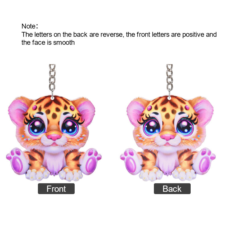 Tiger Acrylic Car Mini Keychain Pendant Christmas Tree Decoration Ornament