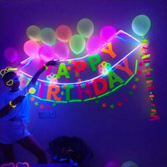 100pcs Neon Glow Latex Balloons Happy Birthday Fluorescent Luminous Balloons