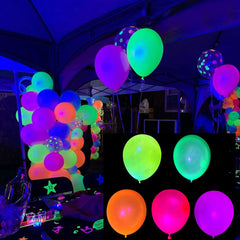 100pcs Neon Glow Latex Balloons Happy Birthday Fluorescent Luminous Balloons