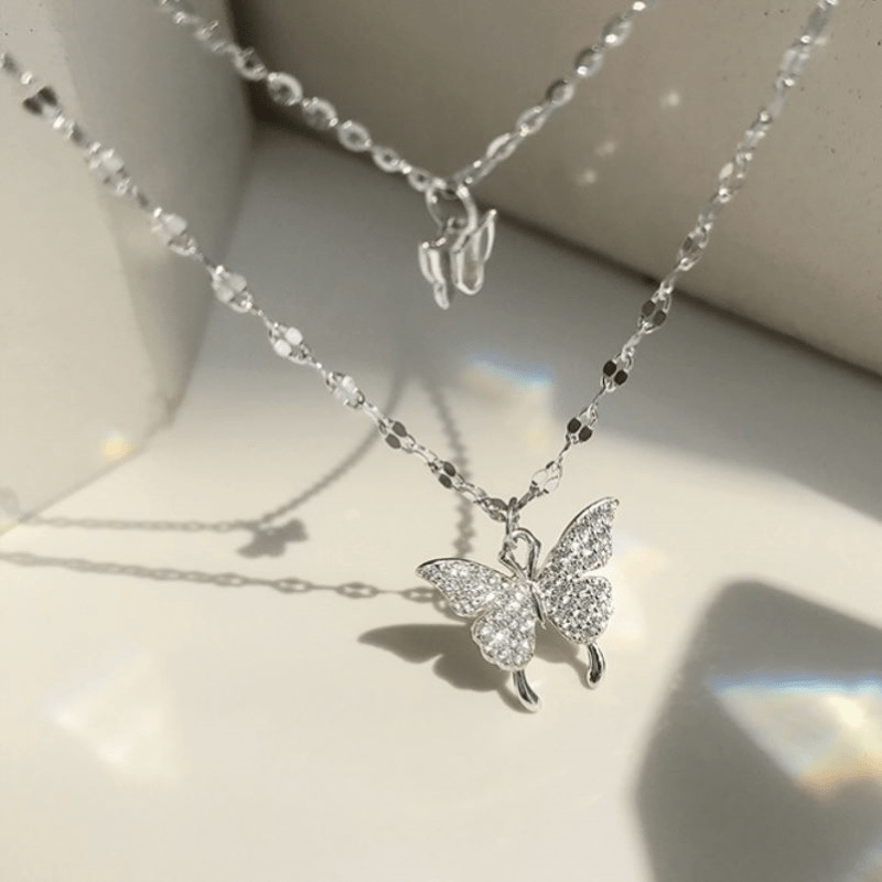 Two Butterflies Pendant Clavicle Chain Female Necklace