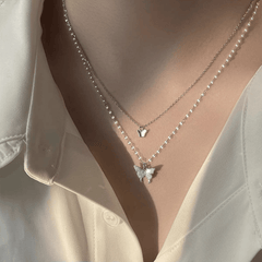 Two Butterflies Pendant Clavicle Chain Female Necklace