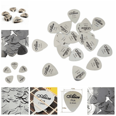 10pcs Metal Guitar Pick 0.3mm Thin Silver Bass Ukelele Picks