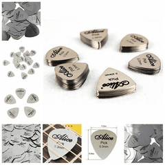 10pcs Metal Guitar Pick 0.3mm Thin Silver Bass Ukelele Picks