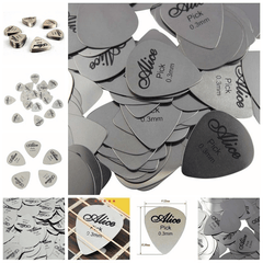 10pcs Metal Guitar Pick 0.3mm Thin Silver Bass Ukelele Picks