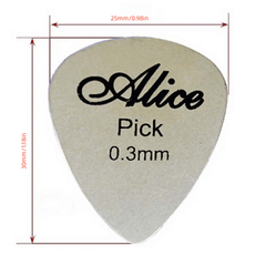 10pcs Metal Guitar Pick 0.3mm Thin Silver Bass Ukelele Picks