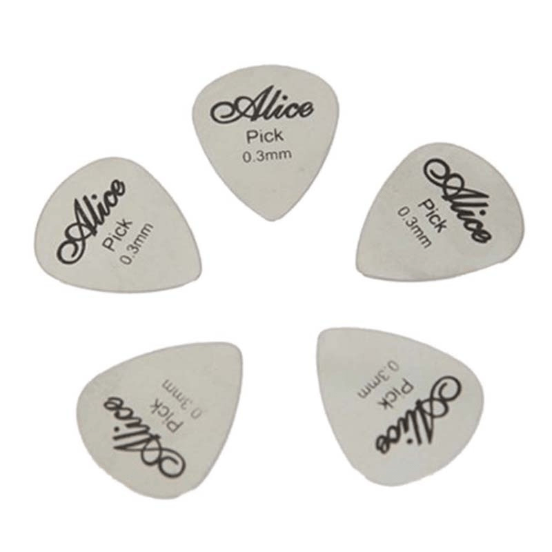 10pcs Metal Guitar Pick 0.3mm Thin Silver Bass Ukelele Picks