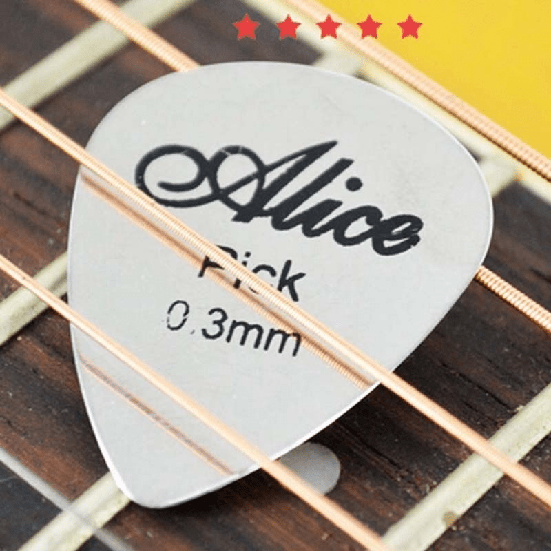 10pcs Metal Guitar Pick 0.3mm Thin Silver Bass Ukelele Picks