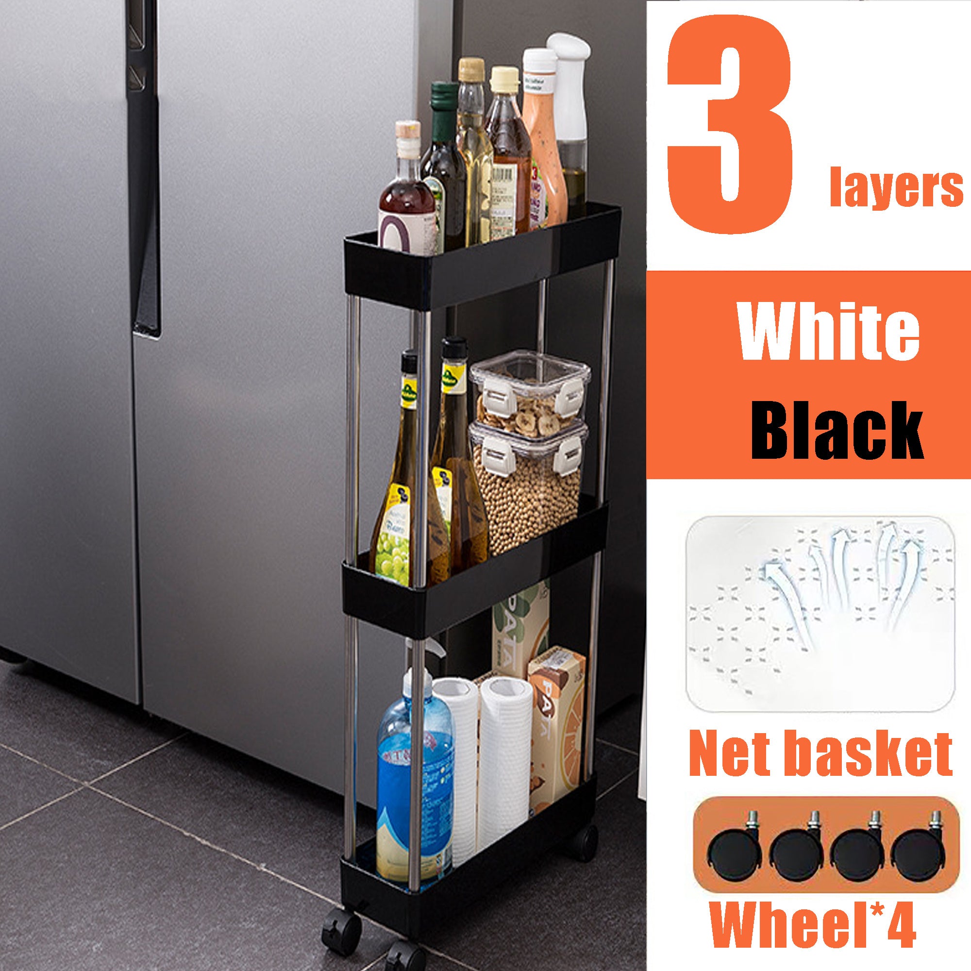 Clip Organizer Mobile Shelves Kitchen Refrigerator Bathroom Living Room