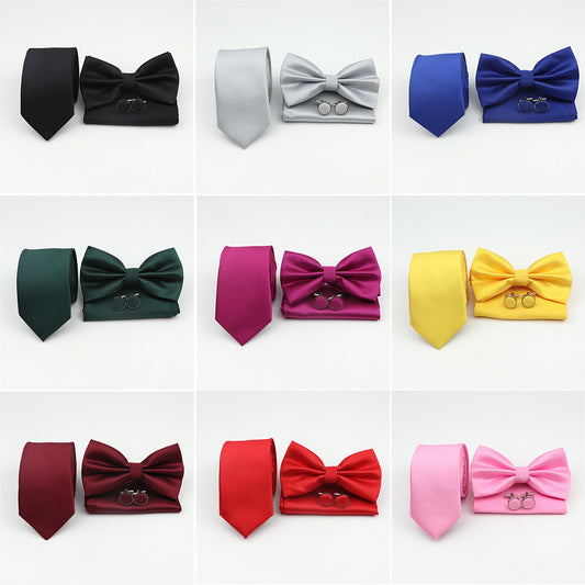 Men's Ties Bowtie & Pocket Square Handkerchief & Cufflinks Sets