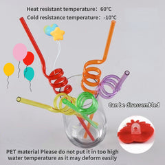 10pcs Owl Series Reusable Curved Tube Straws