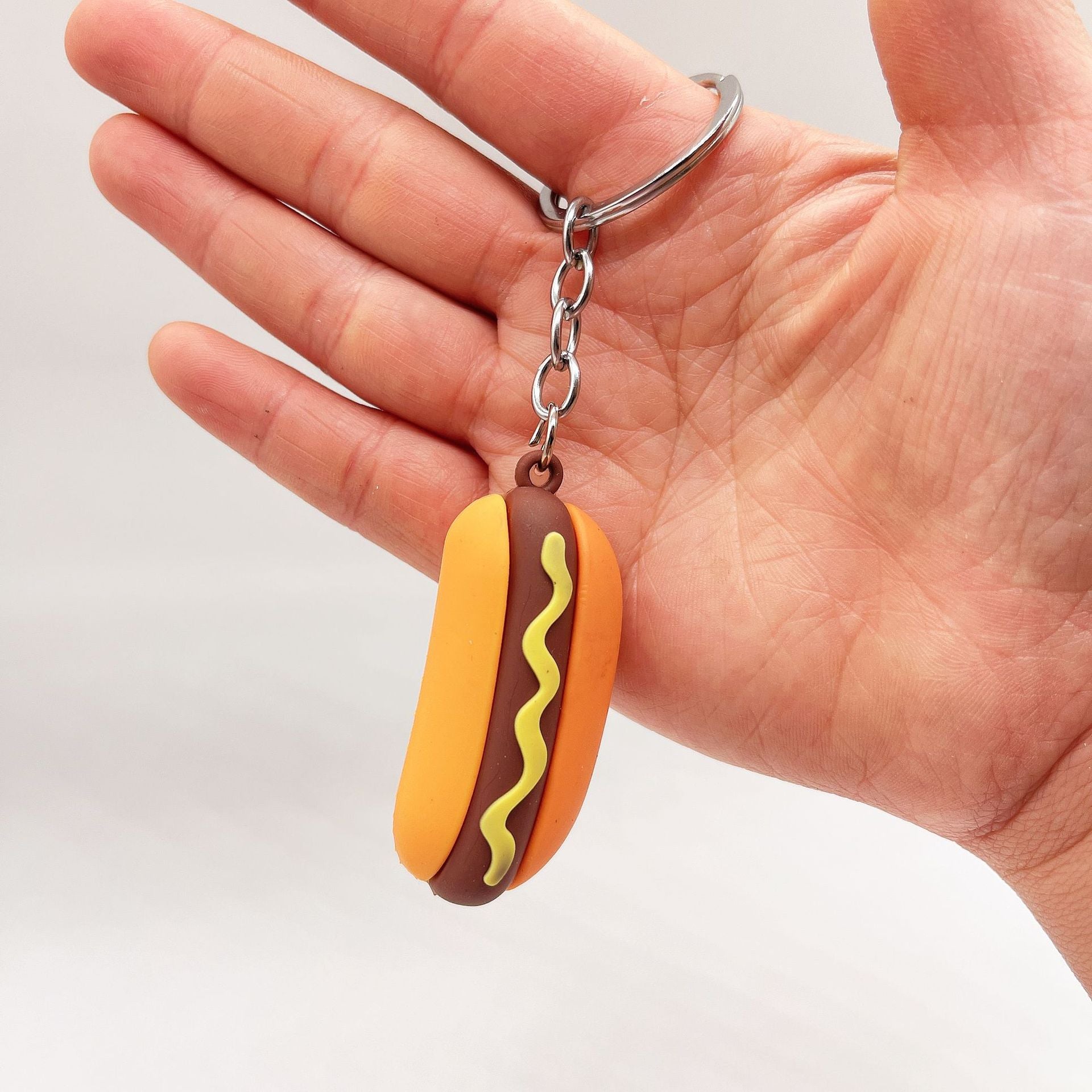 Simulation Food Car Keychain Soft Hamburger Fries Pizza Hot Dog Toy Key Ring