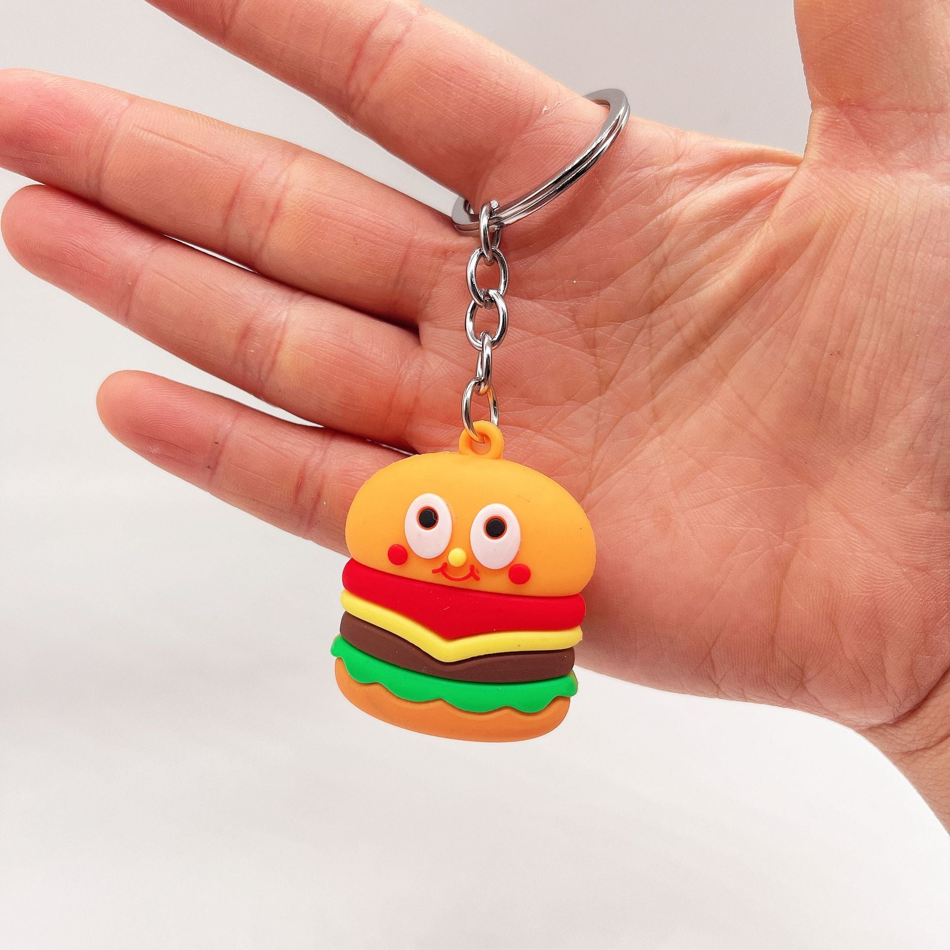 Simulation Food Car Keychain Soft Hamburger Fries Pizza Hot Dog Toy Key Ring