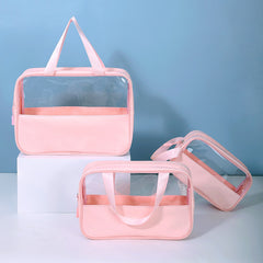 3pcs Clear Square Cosmetic Bag Set Waterproof Makeup Storage Organizer