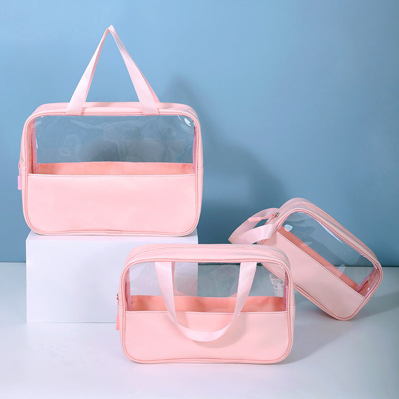 3pcs Clear Square Cosmetic Bag Set Waterproof Makeup Storage Organizer