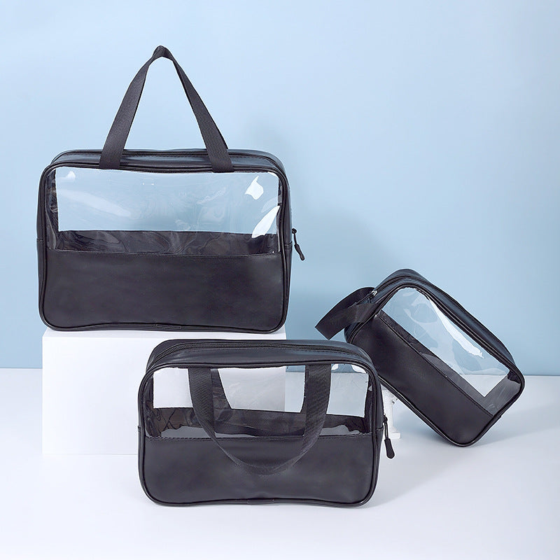 3pcs Clear Square Cosmetic Bag Set Waterproof Makeup Storage Organizer
