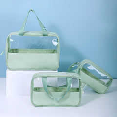 3pcs Clear Square Cosmetic Bag Set Waterproof Makeup Storage Organizer