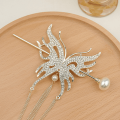 Chinese Style Rhinestone Butterfly Hairpin for Girls