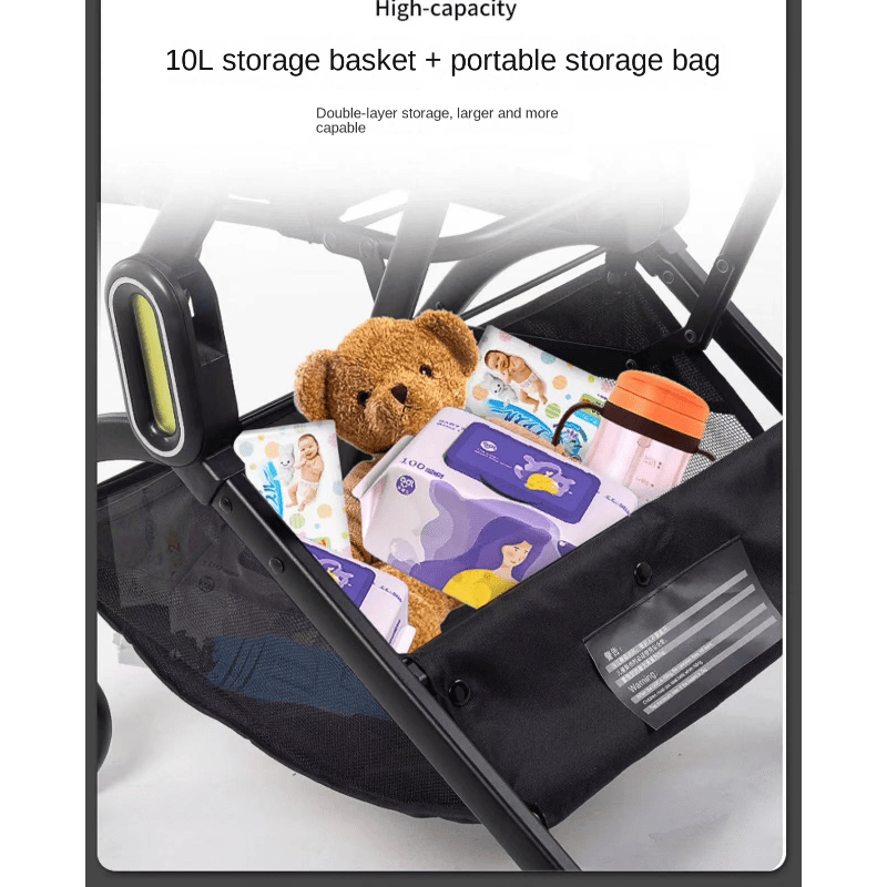 Lightweight Folding Stroller One Button Fold Sitting Lying Baby Stroller