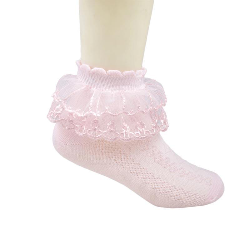 5 Pairs Girls Lace Ruffled Princess Socks Mesh Breathable Dance Socks