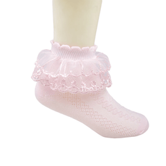 5 Pairs Girls Lace Ruffled Princess Socks Mesh Breathable Dance Socks