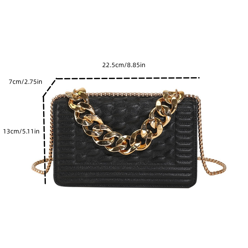 Minimalist Square Shoulder Bag Flap Crossbody Chain Bag