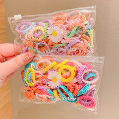 50pcs Colorful Hair Tie Hair Bands Ponytail Holders Sweet Hair Accessories