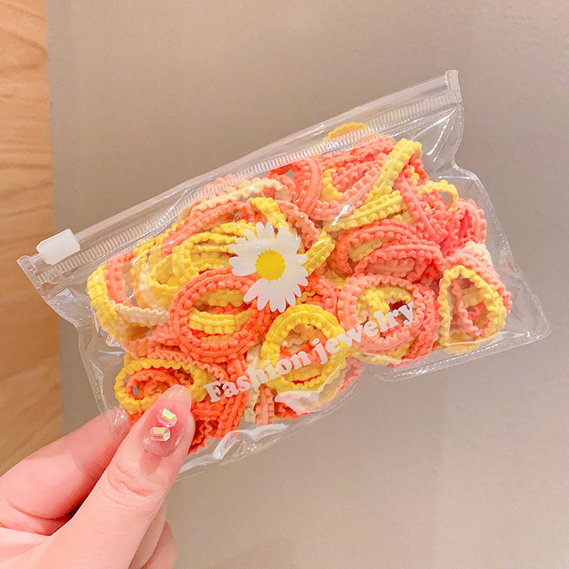 50pcs Colorful Hair Tie Hair Bands Ponytail Holders Sweet Hair Accessories