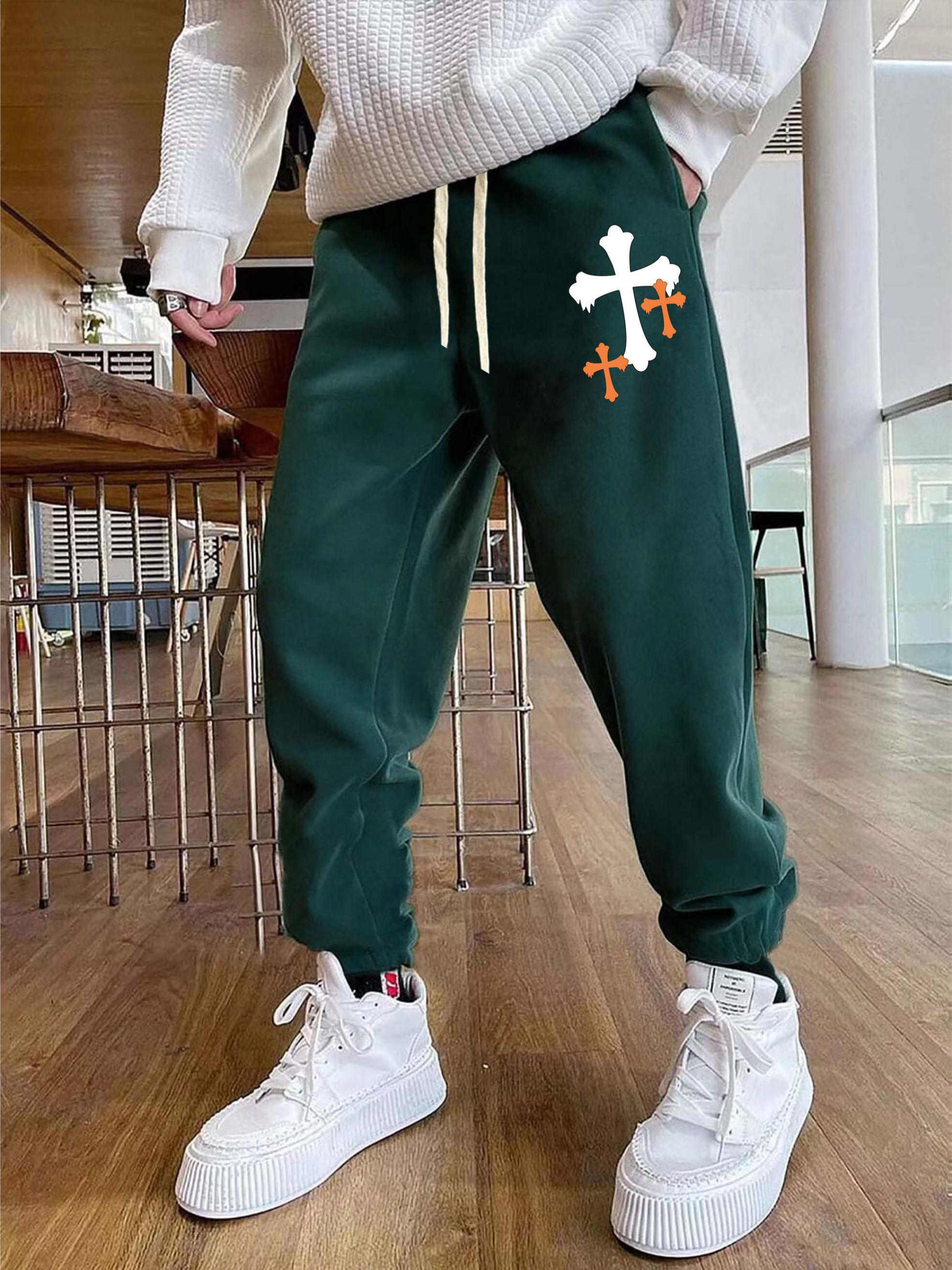 Men's Cross Print Sweatpants Casual Loose Joggers