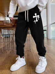 Men's Cross Print Sweatpants Casual Loose Joggers