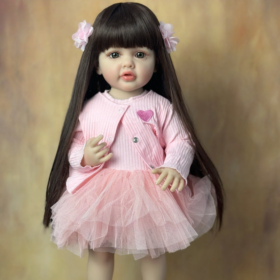 22-inch Reborn Baby Girl Doll Soft Silicone Body Perfect Birthday Gift