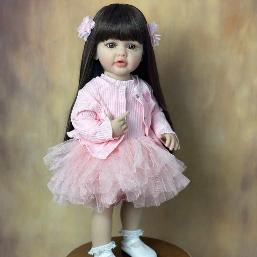 22-inch Reborn Baby Girl Doll Soft Silicone Body Perfect Birthday Gift