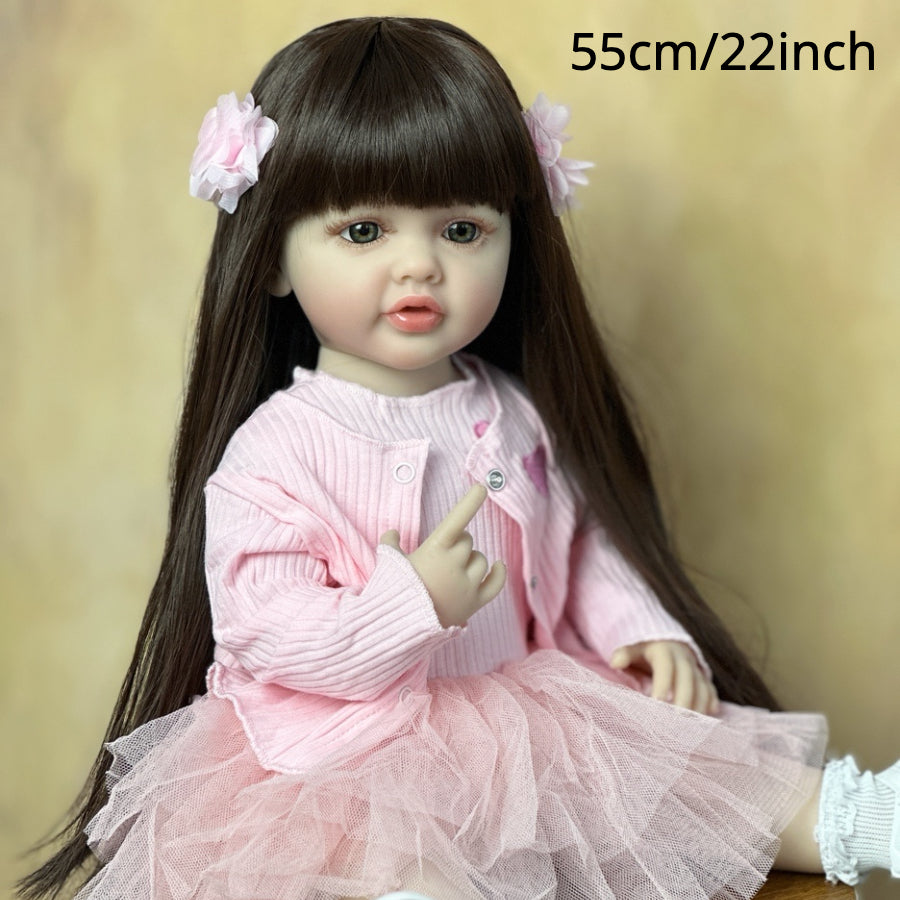 22-inch Reborn Baby Girl Doll Soft Silicone Body Perfect Birthday Gift
