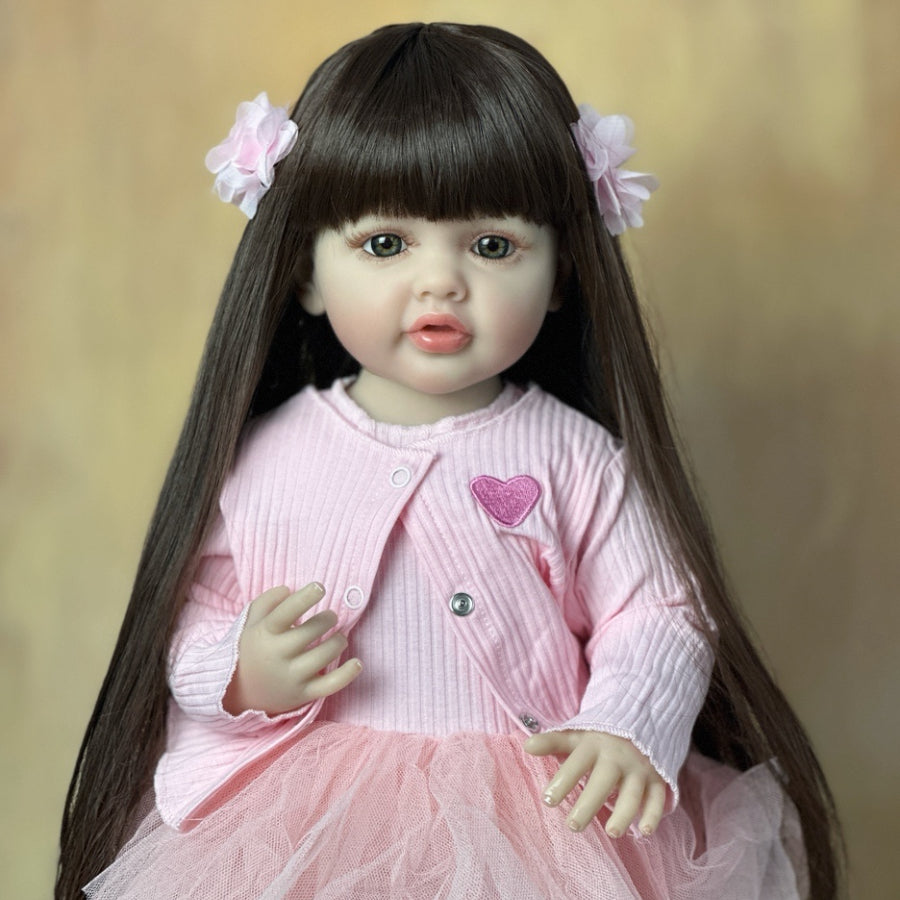 22-inch Reborn Baby Girl Doll Soft Silicone Body Perfect Birthday Gift