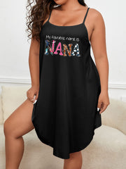  Slogan Print Scoop Neck Lounge Dress