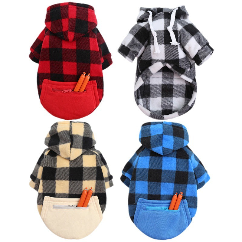 Cozy Plaid Pet Hoodie for Small Dogs