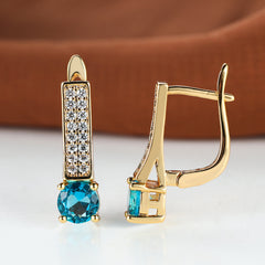 Vintage Aqua Stone Earrings Wedding Jewelry Gift